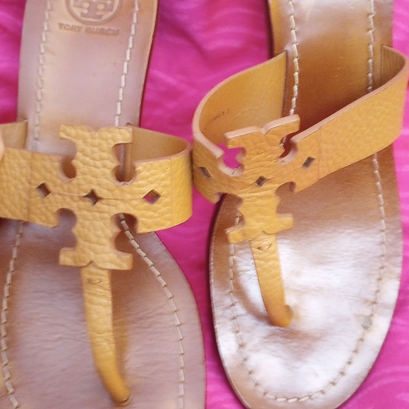 Tory Burch Moore Leather Sandals Brown Heel thong 9 - Picture 7 of 7